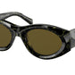 Prada PR20ZS Oval Sunglasses  19D01T-Black Yellow Marble 53-140-20 - Color Map Black