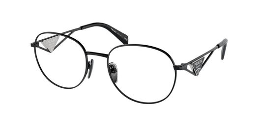 Prada PRA50V Round Eyeglasses  1AB1O1-Black 54-140-19 - Color Map Black